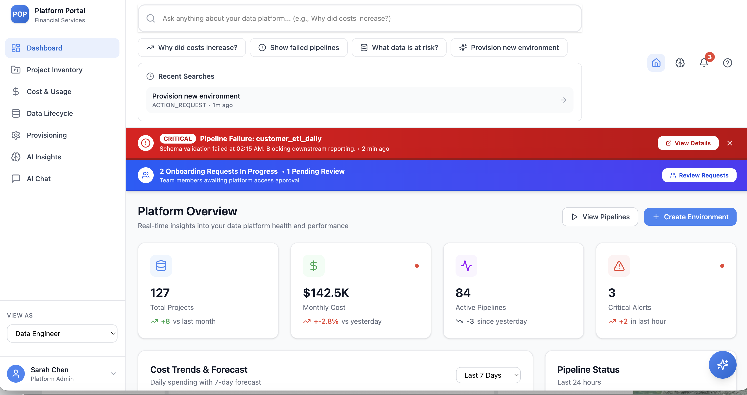 Platform Operations Portal dashboard